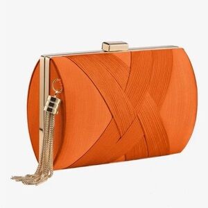 Elegant Orange Clutch with Gold Accents